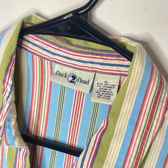 Y2K Striped Sleeveless Blouse XL | Dopamine Preppy Button Down Summer Top - Picture 4 of 7